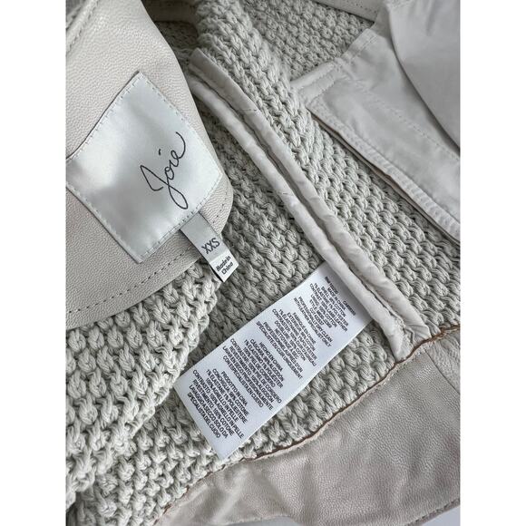 Joie Crochet Knit Lamb Leather Trim Jacket in Cream - Picture 11 of 14